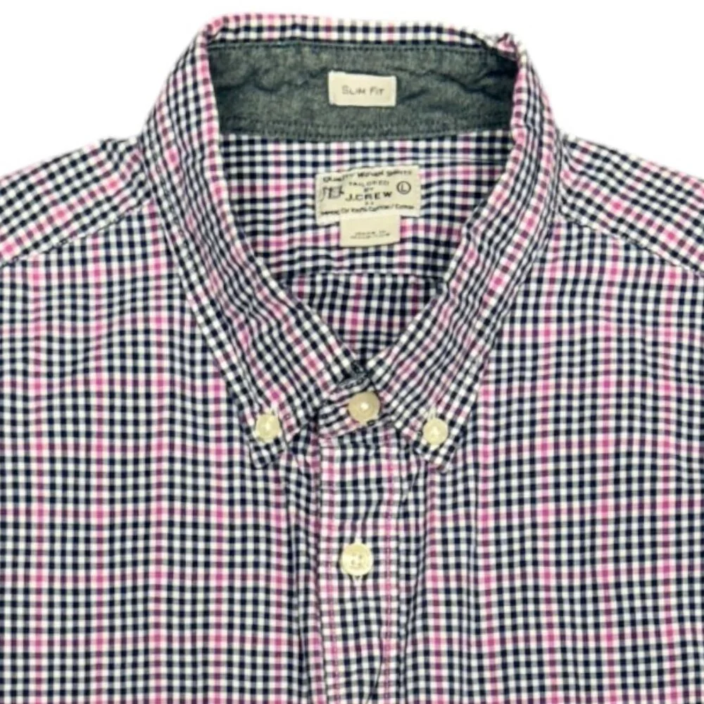 J. CREW Men's Slim Fit Woven Checkered Button-Down‎ Shirt | Size L